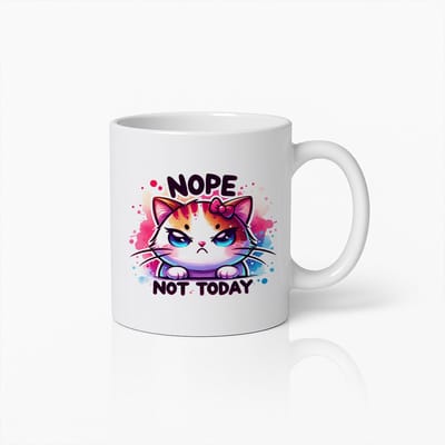 Nee Vandaag Niet Schattige Kat Mok 330 ml – Grappig Koffiekopje Cadeau voor Kattenliefhebbers