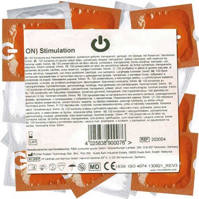 ON) Condooms Stimulatie, genopt, Voor meer gevoel, Gekleurd - Roze, NatuurlijkkautschukLatex, 100 stuks