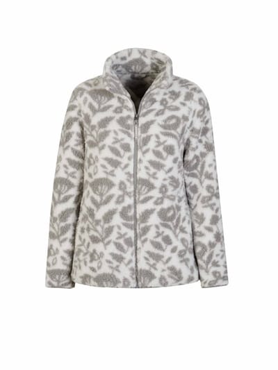 BJØRNSON Lelie Fleece Vest 4 Seizoenen Bloem-motief Dames - Maat 36 - Witgrijs