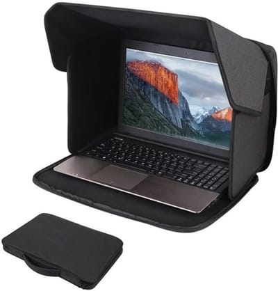 Laptopzonneschermtas - 1 stuk - Zonnescherm voor laptop - Antireflectie - Privacy schermbeschermer - Geschikt voor buitengebruik - Opvouwbaar - Geschikt voor laptops van 12-14 inch - Maat M - Zwart