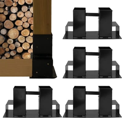 TRUTZHOLM Houtstapelhulpen Set van 4 - Zwart Gelakt Staal 34x10cm - Heavy Duty Houtstapelhouder Haardhoutrek Geleider