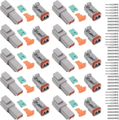 SnelShoppen - DT Plug Kit, 10 Sets Waterdichte Elektrische Verbindingen 2 Pool, DT Connectors Waterdicht, DT06-2S/DT04-2P DT Stekkerverbindingen voor