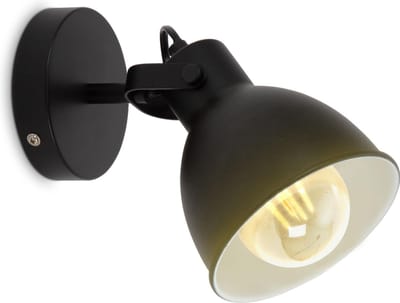B.K.Licht - Industriële Wandlamp - metalen - voor binnen - zwarte wandlamp - netstroom - plafondspot - met 1 lichtpunt - wandspots - muurlamp - draaibar - E27 fitting - excl. lichtbron