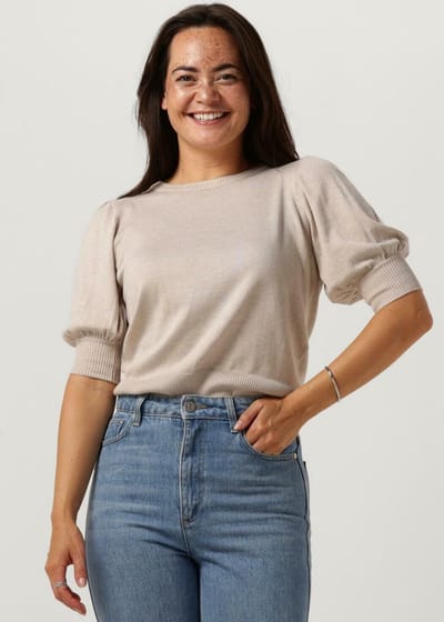 Minus Liva Knit Tee Tops & T-shirts Dames - Shirt - Zand - Maat S