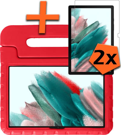 Hoesje - Geschikt voor Samsung Galaxy Tab A8 - Met 2x Screenprotector - Kinderhoes Shockproof Bumper - Kidsproof Case - Tablet Hoes - Kinder Hoes Cover - Rood