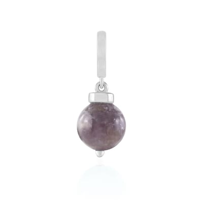 Cavill - Zilveren Hanger Platina Verguld - 3,591 ct Ronde Lepidoliet - 925 Sterling Zilver - Elegante Monosono Collectie - Natuurlijke Edelsteen