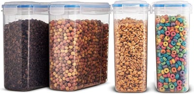 BUDDLEY Voercontainer | SET 4 x 2,5L | Voedercontainer | Kattenvoercontainer | Voercontainer kat | Voercontainer konijn | Voercontainers | Voedselcontainer kat