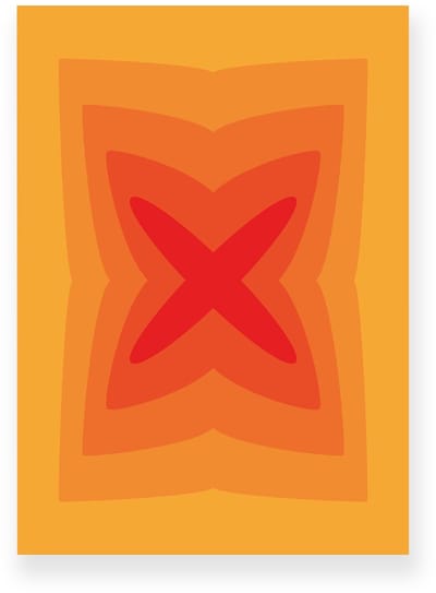 Poster 20x30 cm - Abstracte Kleurovergang - Kruis - Geel - Oranje - Vintage - Op-Art - Muurdecoratie - Wanddecoratie