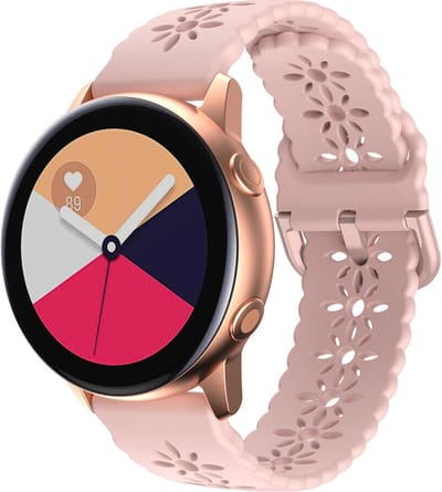 Smartwatch bandje 20mm - siliconen bandje met patroon geschikt voor Samsung Galaxy Watch 7 (40 & 44mm) / Watch 6 (Classic) / Watch 5 (Pro) / Watch 4 (Classic) / Watch 3 41mm / Watch 42mm/Watch Active (2)/Watch FE/Gear Sport - Strap-it - Roze