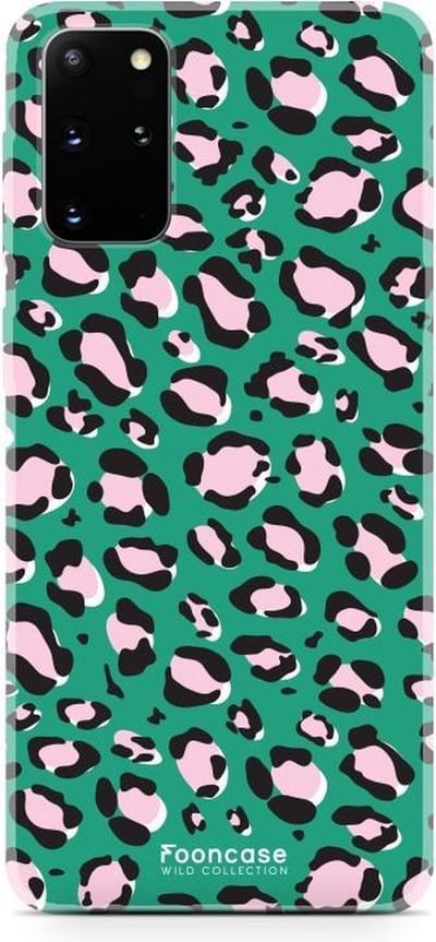 Fooncase Hoesje Geschikt voor Samsung Galaxy S20 Plus - Shockproof Case - Back Cover / Soft Case - Luipaard / Leopard print / Groen