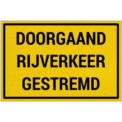 Doorgaand rijverkeer gestremd bord | Sign Again materiaal | 18 x 12 cm