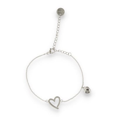 My Bendel - Zilverkleurige Bedelarmband Hartjes - Zilverkleurige Hartjes Armband - Verstelbaar en Hypoallergeen - met Luxe Cadeauverpakking | Sieraden Voor Dames