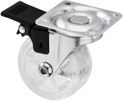 Design meubelwiel SHIFT-Ø 50 mm transparant met rem, belastbaar tot 35 kg, hoogte 64 mm Zwenkwiel van SOTECH