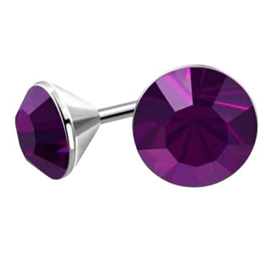 Aramat Jewels | Oorbellen | Stalen Kristal Oorbellen met paarse steentjes – Zilverkleur – 4mm | | | |4mm | Staal | Kinderen, Volwassenen | Verkleurd niet