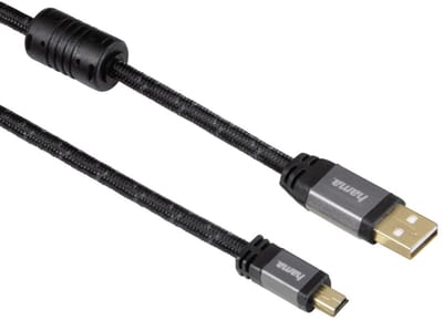 Hoge snelheid mini-USB 2.0-kabel 1,8 m 24-karaats verguld ferrietweefsel
