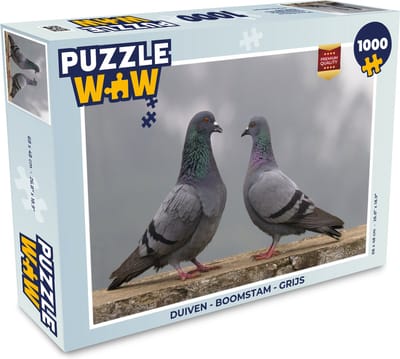 Puzzel Duiven - Boomstam - Grijs - Legpuzzel - Puzzel 1000 stukjes volwassenen