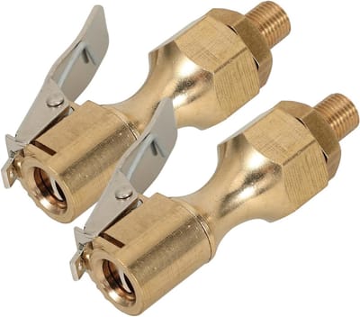 Luchtklemclip 2 Stuks - Bandenklem Snelkoppelingsklem - Banden Oppompen - Vergrendelend Kopermateriaal - 4.10X0.78X0.78CM - Goud