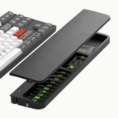 Ryoudavell - Ergonomische Toetsenbord Polssteun - 22-in-1 Schoonmaakset - Ergonomisch Lederen Handpalmsteunkussen - Antislipbasis - Magnetische Hoes - Professionele Reinigingskit voor Airpods, Toetsenbord, Lens - Multifunctionele Apparaatreinigingset