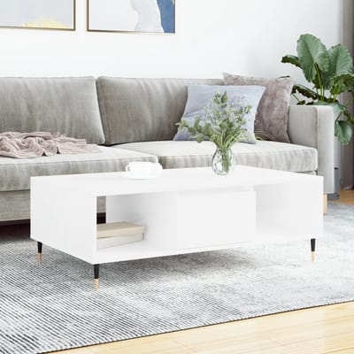 vidaXL - Salontafel - 104x60x35 - cm - bewerkt - hout - hoogglans - wit
