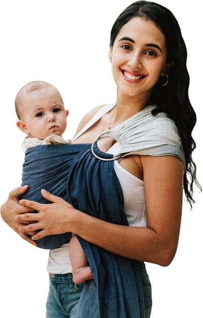 Draagdoek Baby - Draagband Draagzak - Baby Dragen - Bamboe Linnen Mix - 61 x 51 cm - Gradiënt Blauw