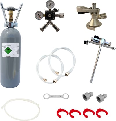 Accessoirepakket voor biertap Kontakt 2-kraans - met Fustkoppeling Type A, 5L Adapter en 2 kg CO2-fles