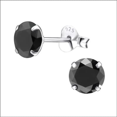 Aramat Jewels | Oorbellen | Prachtige Zilveren Zirkonia Oorbellen rond | 6mm / Zwart | |5mm | Zilver | Kinderen, Volwassenen | Verkleurd niet
