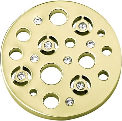 Quiges - Munthouder Munt 25mm RVS met Zirkonia Bubbels Goudkleurig - EPRS088