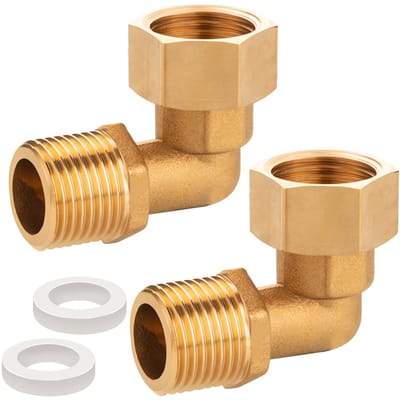 Allecto - Messing schroefverbinding - 90 graden hoekschroefverbinding - Duurzaam en corrosiebestendig - 1/2 inch - Ideaal voor waterinstallaties - ..