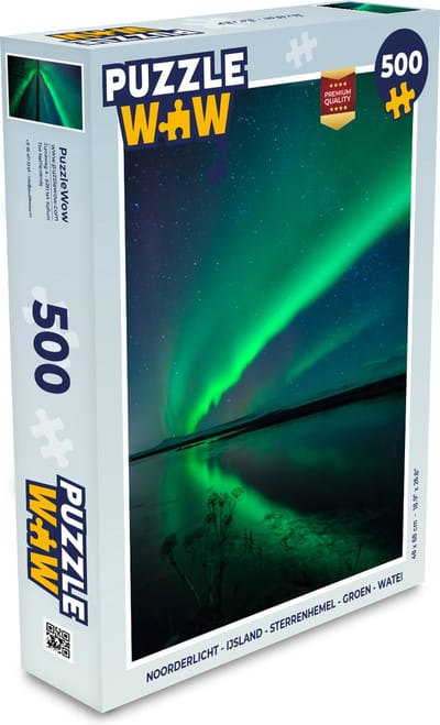 Puzzel Noorderlicht - IJsland - Sterrenhemel - Groen - Water - Legpuzzel - Puzzel 500 stukjes