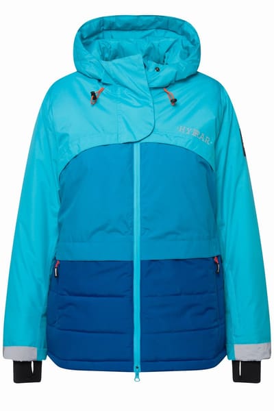 Ulla Popken - Dames - HYPRAR ski-jas waterdicht 2-weg rits sneeuwrok - Lichtturquoise - Maat 42+