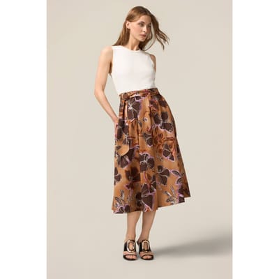 Oltre Flare Dress Combined With Sash Brown Size: L | Midi Dresses Outlet | Dames | Paars