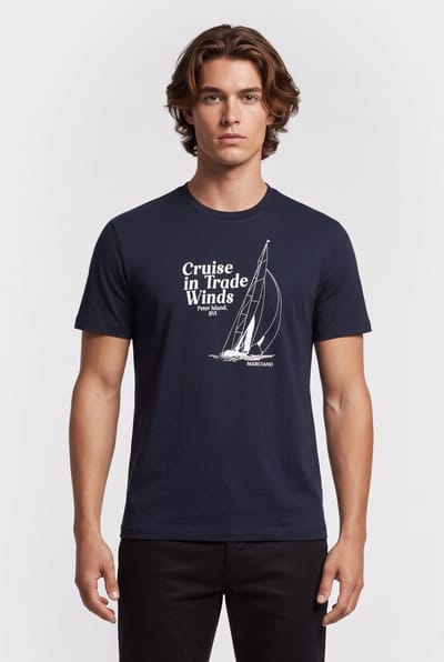 GUESS Cn Ss Tee With Print Navy Sea Taglia: M | Magliette basic Outlet | Uomo | Blu