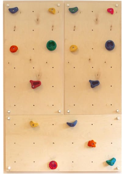 Gartenpirat Klimwand IW3 voor binnen, 3 x plaat, 114x 57 cm (1,95 m²), met 15 handgrepen voor indoor klimmen