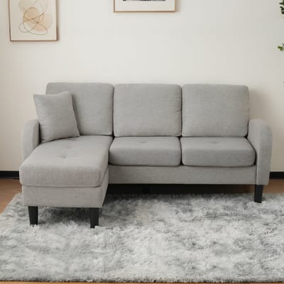 MODFU Hoekbank - Modulair Ontwerp - 3-Zits Met Liggedeelte - Voor Woonkamer - Grijs - 166 X 118 X 77 Cm