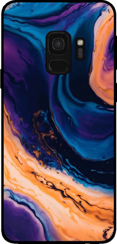 Smartphonica Telefoonhoesje voor Samsung Galaxy S9 marmer look - backcover marmer hoesje - Blauw geschikt voor Samsung Galaxy S9