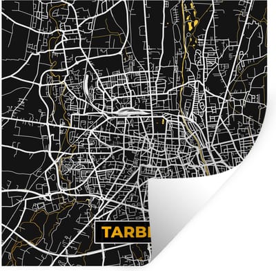 Muurstickers - Sticker Folie - Plattegrond – Kaart – Stadskaart – Frankrijk – Tarbes - 100x100 cm - Plakfolie - Muurstickers Kinderkamer - Zelfklevend Behang XXL - Zelfklevend behangpapier - Stickerfolie