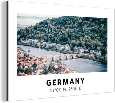 Wanddecoratie Metaal - Aluminium Schilderij Industrieel - Duitsland - Heidelberg - Water - 180x120 cm - Dibond - Foto op aluminium - Industriële muurdecoratie - Voor de woonkamer/slaapkamer
