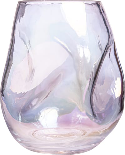 QUVIO Glazen vaas - Ingedeukt design - Decoratieve vazen - Bloemenvaas - Parelmoer vaas - Maat S - Glas - Iriserend