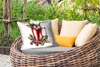 Buitenkussens - Tuin - Drank - Winter - Cocktail - Rood - 50x30 cm
