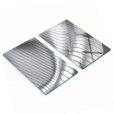 Decoratieve glazen snij- en serveerplanken met zilverkleurig 3D-patroon, 2x30x52 cm