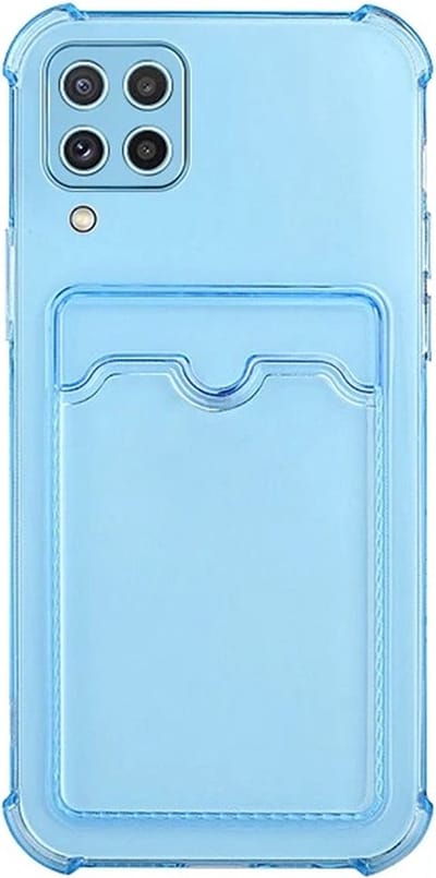 Schokbestendig TPU Hoes Kaarthouder Geschikt voor: Samsung Galaxy A22 4G - Blauw - Hoesje met Achterkant Pasjeshouder