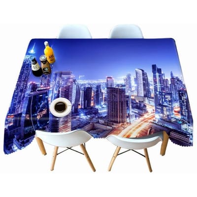 Zeegezicht Stad Kleurrijk Lichtpatroon Tafelkleed Verdikken Katoen Rechthoekig Rond Tafelkleed Voor Bruiloft Picknick Feest 40 X 40CM blue