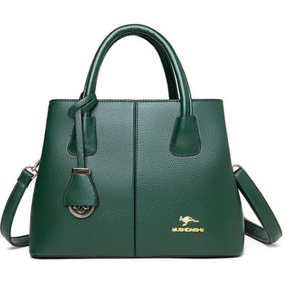 Vrouwelijke Echte Leren Middelbare Moeder Tas All-match Een-schouder Messenger Bag Toplaag Koeienhuid Handtas One Size groen