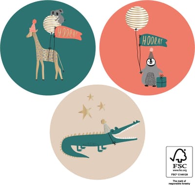 Multi Stickerset - Animal party - Cadeausticker - Verjaardag - Feest - Geboorte -  House of Products - Lovecrafted - 24 stuks