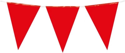 10 meter vlaggenlijn - Rood - 15 vlaggen - Plastic voor binnen & buiten - 30 cm vlaggen - Herbruikbare slinger