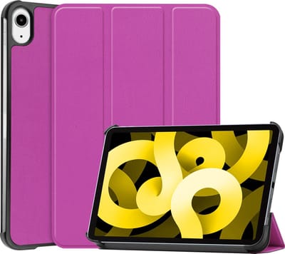 Hoes - Geschikt voor Apple iPad Air 5 (2022) - 10.9 inch - 5e Generatie - M1 - Dun & Stevig - Trifold Bookcase - Hard Cover - Hardcover Book Case - Tablet Hoesje - Paars