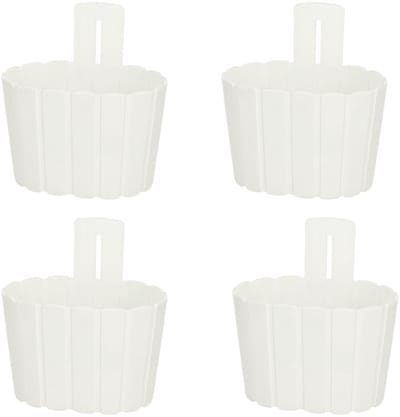 KOTARBAU® Balkonbak - Bloembak voor Balkon - Balkon Plantenbak 20x14x13 cm 4 stuks - Balkonbak met Houder - Kunststof Plantenbak - Wit