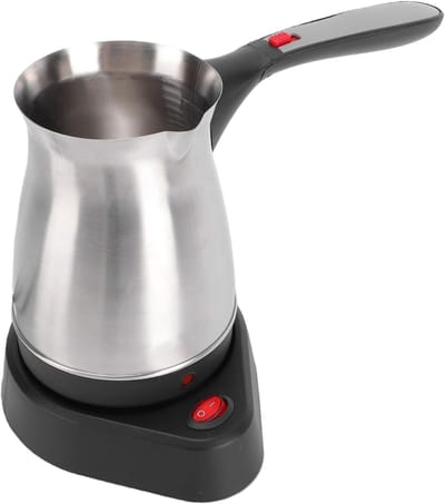 Elektrisch Turks Koffiezetapparaat - Koffiepot Theemaker - Warme Dranken Zetten - Dubbel Beschermingssysteem - 600 ml - Zilver