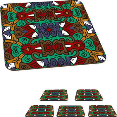 Onderzetters voor glazen - Afrika - Patronen - Abstract - Groen - 10x10 cm - Glasonderzetters - 6 stuks