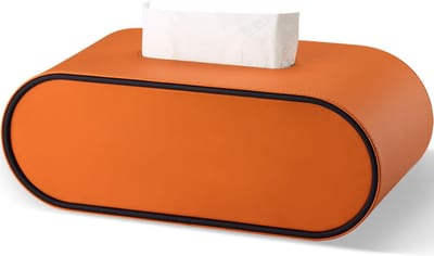 Ynkkvre - Tissuebox - Tissuedoos - Servethouder - PU Leer Ovaal Design - Voor Badkamer, Woonkamer en Kantoor - Vrolijke Kleuren Oranje - Lichtgewicht en Duurzaam